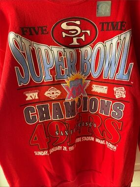 Vintage-1995 San Francisco 49ers Red Super Bowl Champions Sweatshirt